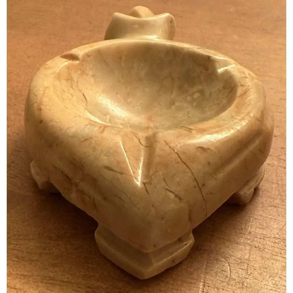 Vintage Turtle Trinket Dish/ Ashtray Carved Natural Marble‎